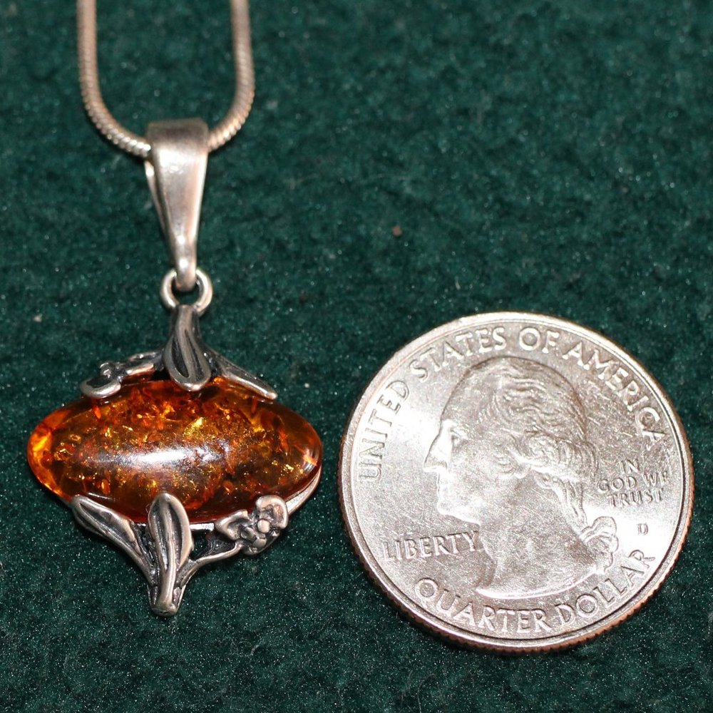 Sterling Silver Amber Necklace (SN0001) - Picture 6 of 8